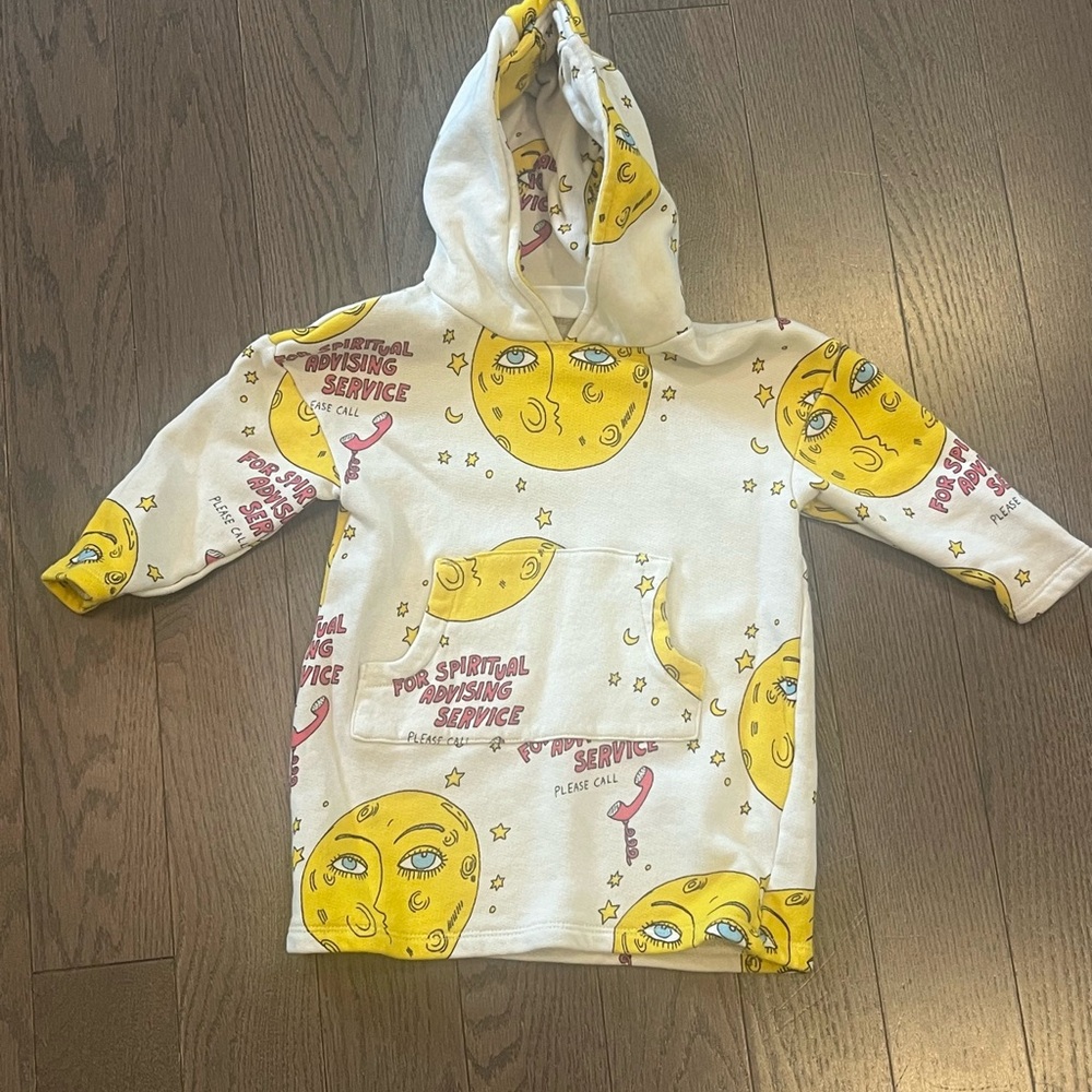 Mini Rodini White and Yellow Moon Print Hoodie